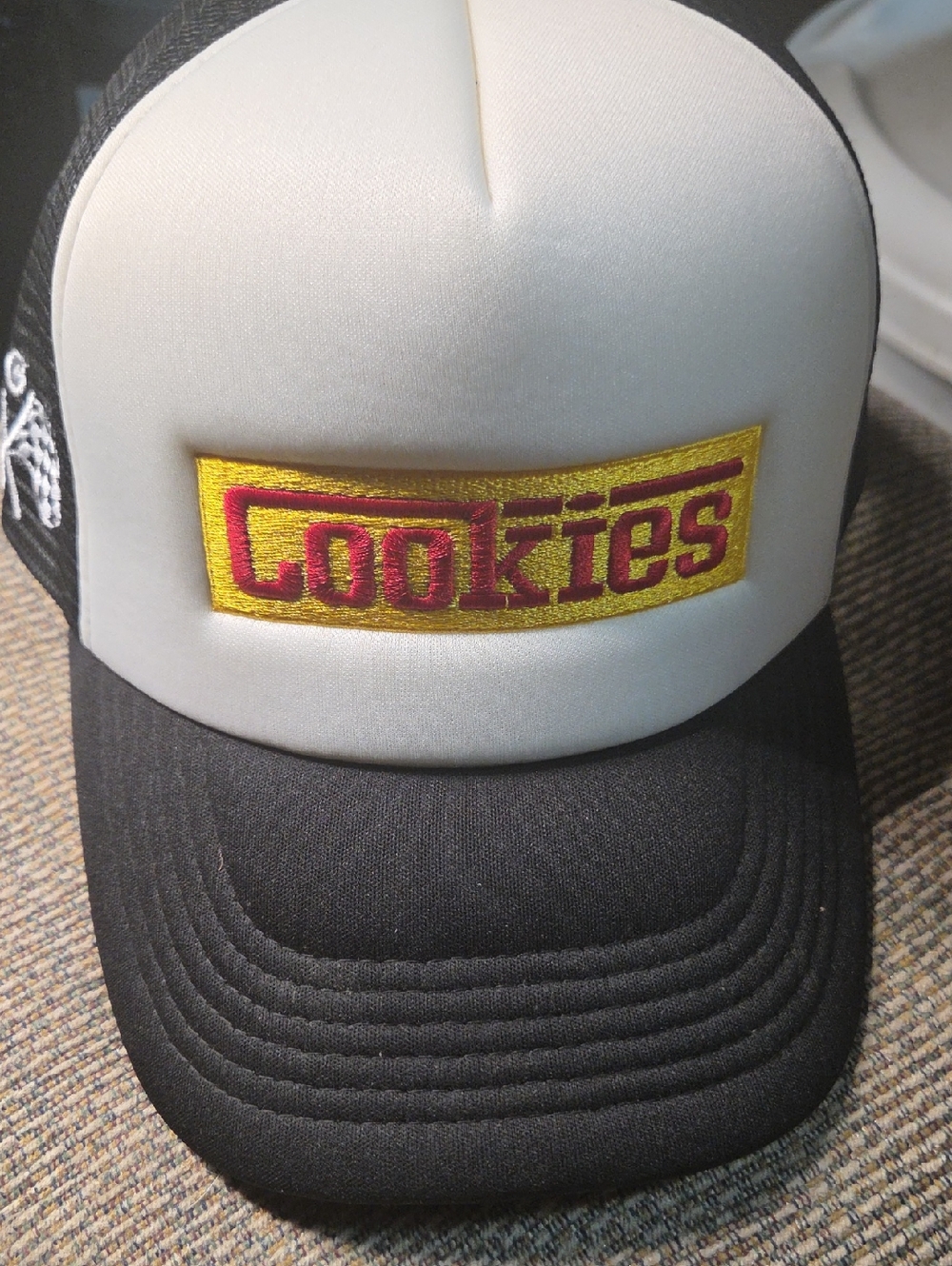 Cookies Two-Tone Black & White Trucker Hat with Yellow Patch